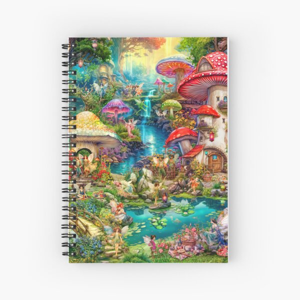 Merry Mushroom Village Picnic Spiral Notebook