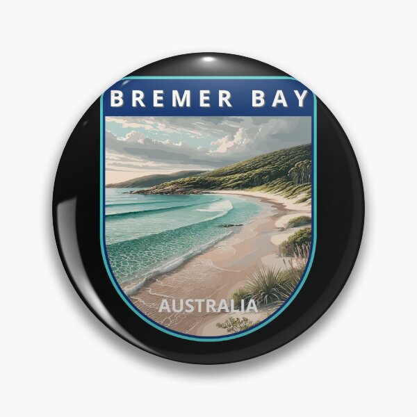 Item preview, Bremer Bay Australia Retro Art Travel Badge designed and sold by MaateoDesign.