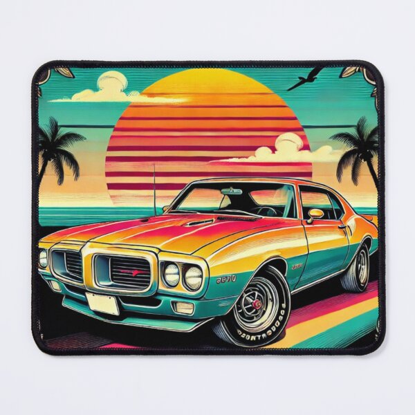 Item preview, "Cartoon Art of 1969 Pontiac Firebird in Retro Sunset Frame" designed and sold by uberjoe.