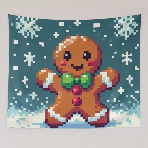 Item preview, Funny and cute pixelated Christmas gingerbread man, Holiday theme, festive cookie, Christmas sweets designed and sold by Sugar Wisdom .