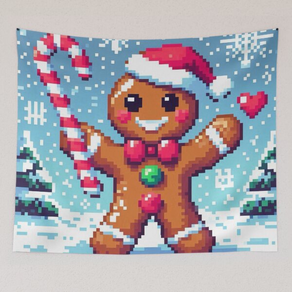Item preview, Funny and cute pixelated Christmas gingerbread man, Holiday theme, festive cookie, Christmas sweets designed and sold by Sugar Wisdom .