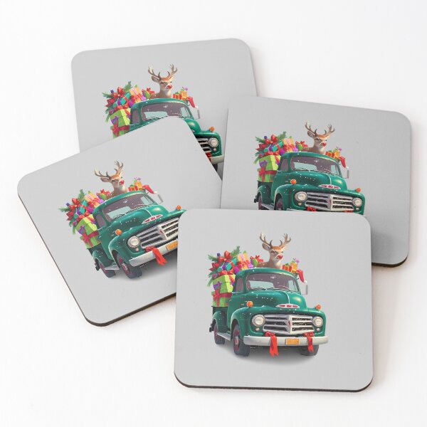 Item preview, A reindeer in a Santa Claus hat delivers gifts on a pickup truck designed and sold by AnnaTymosh.