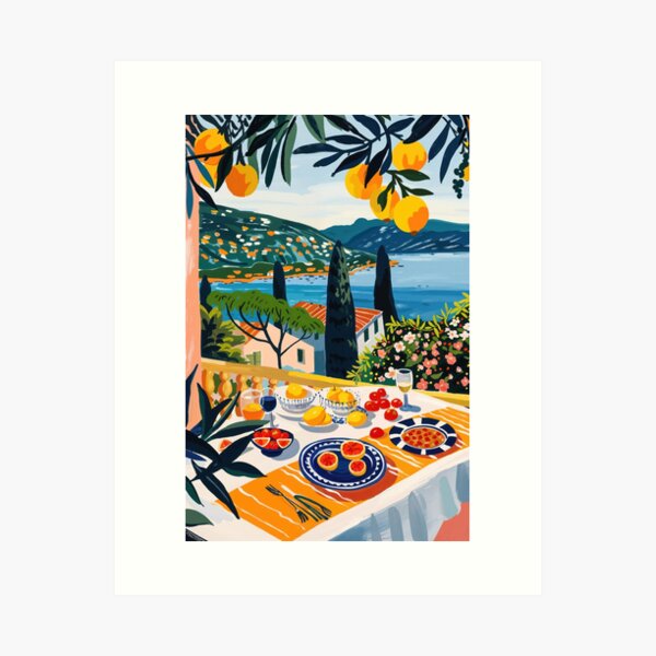 Mediterranean Table with Citrus Under Olive Branches - Matisse Painting Art Print