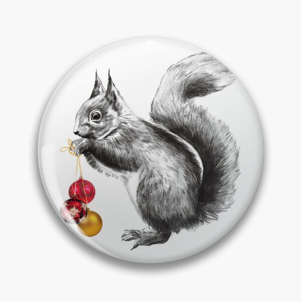 Item preview, Cute Squirrel Carrying Christmas Ornaments – Pencil Sketch Drawing designed and sold by Pandositive.