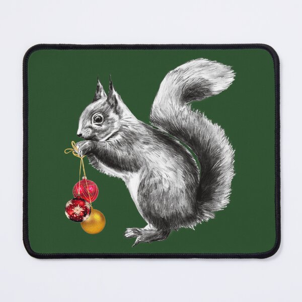 Item preview, Cute Squirrel Carrying Christmas Ornaments – Pencil Sketch Drawing designed and sold by Pandositive.