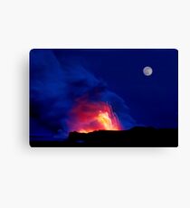 Moon Over Kilauea Volcano at Kalapana Canvas Print