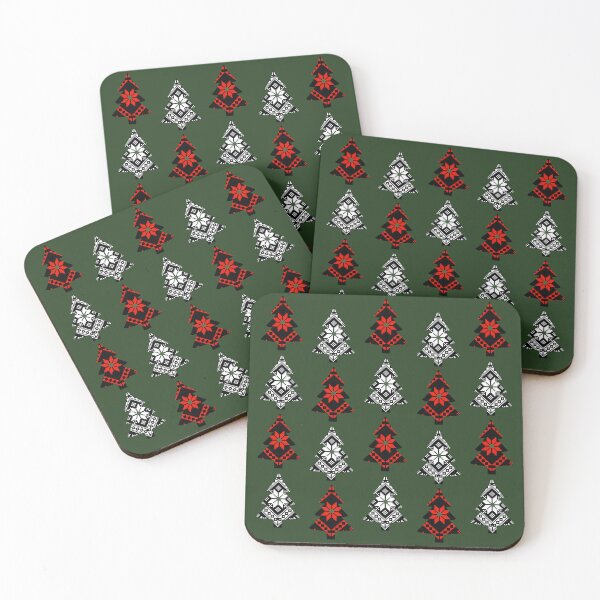 Item preview, Fir trees with Christmas pattern, on green background designed and sold by Topmel.