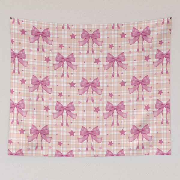 Item preview, Pink Plaid, Bows and Stars designed and sold by FreshFunkyRetro.