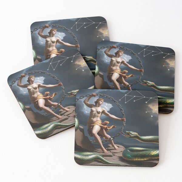 Item preview, Female Greek Warrior with mythological serpents designed and sold by Vintage Designs +.