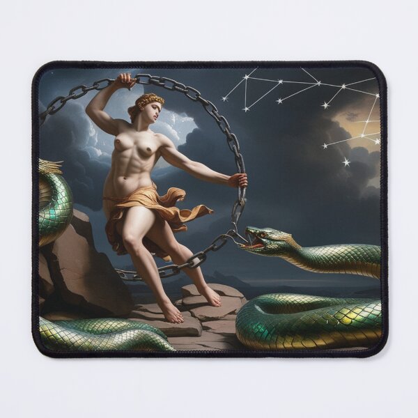 Item preview, Female Greek Warrior with mythological serpents designed and sold by Vintage Designs +.