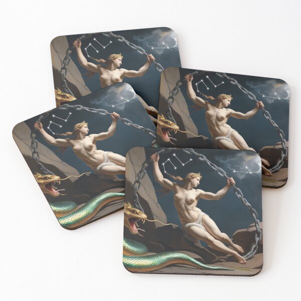 Item preview, Female Greek Warrior with mythological serpents designed and sold by Vintage Designs +.