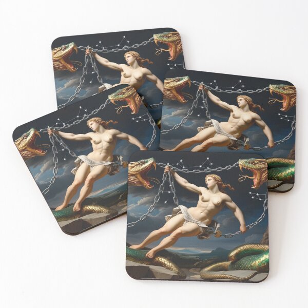 Item preview, Female Greek Warrior with mythological serpents designed and sold by Vintage Designs +.