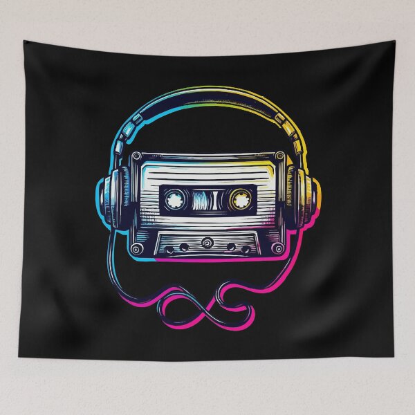 Item preview, Retro Cassette Tape Headphones Glitch Music 80s designed and sold by TomFrontierArt.
