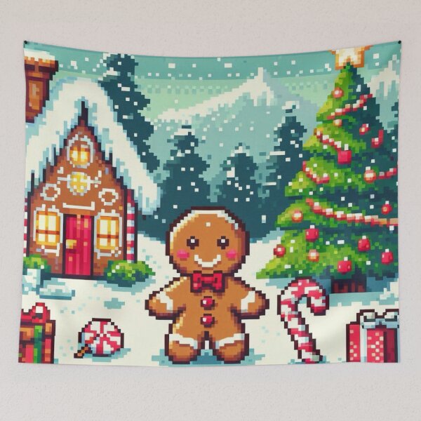 Item preview, Funny and cute pixelated Christmas gingerbread man, Holiday theme, festive cookie, Christmas sweets designed and sold by Sugar Wisdom .
