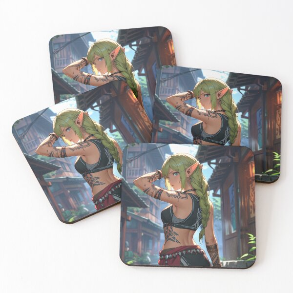 Item preview, Cute Tattooed Anime Manga Elf Girl in sleeveless top designed and sold by Vintage Designs +.