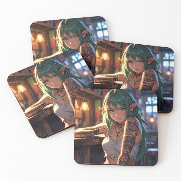 Item preview, Cute Tattooed Anime Manga Elf Girl in sleeveless top designed and sold by Vintage Designs +.