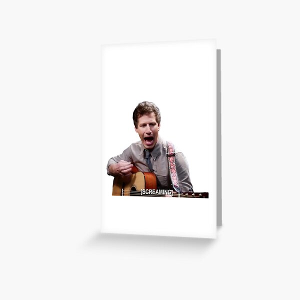 Jake Peralta screaming with guitar Greeting Card