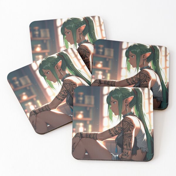 Item preview, Cute Tattooed Anime Manga Elf Girl in sleeveless top designed and sold by Vintage Designs +.