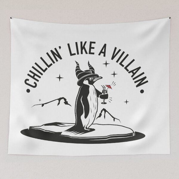 Item preview, A penguin holding a cocktail: “Chillin’ like a villain.” designed and sold by efa83.