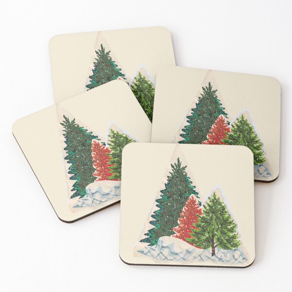 Item preview, Christmas trees red green and snow scrapbook look designed and sold by Rainbow Paws Garden.