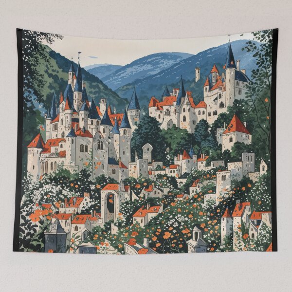Item preview, Castle in Bloom - Medieval Painting designed and sold by regnumsaturni.