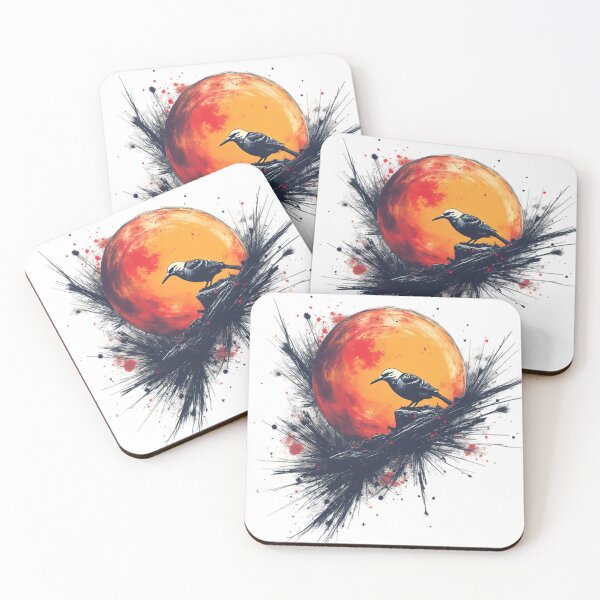 Item preview, Lone Raven Under the Fiery Moon designed and sold by Linework Studio.