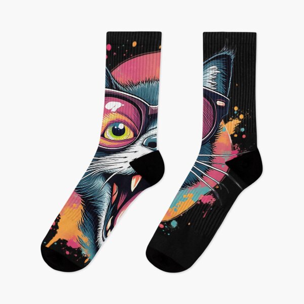 Item preview, Fierce Cool Cat with Neon Shades designed and sold by Linework Studio.