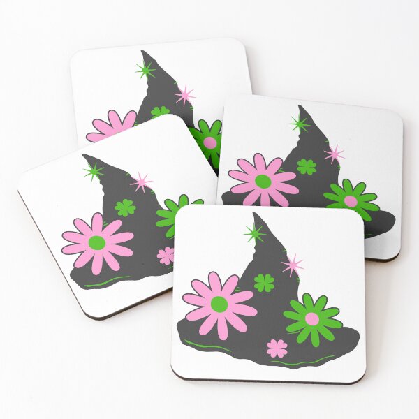 Item preview, Pink and Green Retro Daisy Flower Wicked Witch Hat designed and sold by darkskydelights.