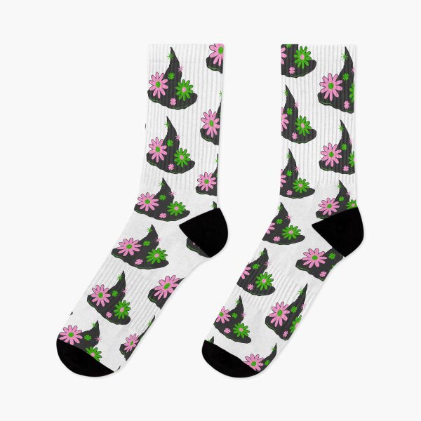 Item preview, Pink and Green Retro Daisy Flower Wicked Witch Hat designed and sold by darkskydelights.