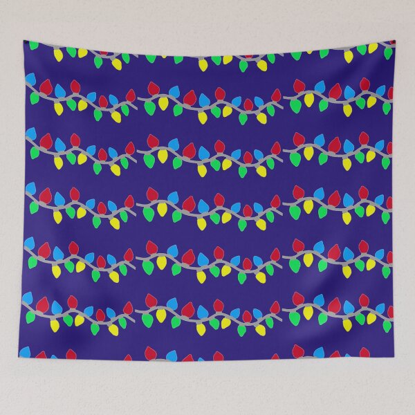 Item preview, Festive Christmas String Lights on Blue  designed and sold by DanielleGensler.