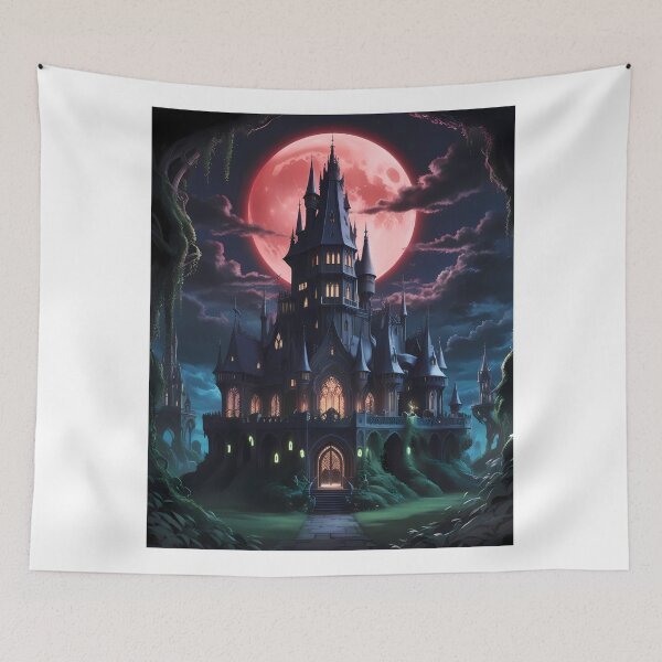 Item preview, Gothic Castle Blood Moon Night Supernatural Photo designed and sold by ART ATTACK ZONE.
