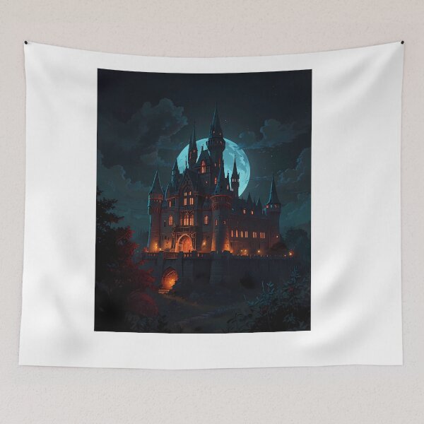 Item preview, Surreal Gothic Castles Blood Moon Night Supernatural Photo designed and sold by ART ATTACK ZONE.