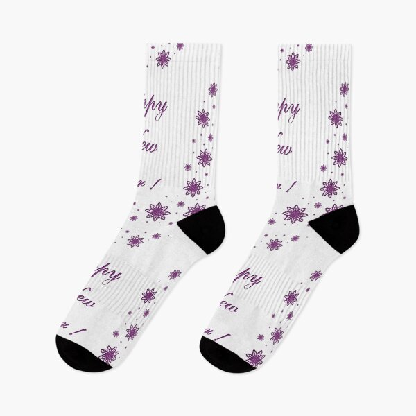 Item preview, Inscription "Happy New Year!" with lilac snowflakes designed and sold by Cherevan.