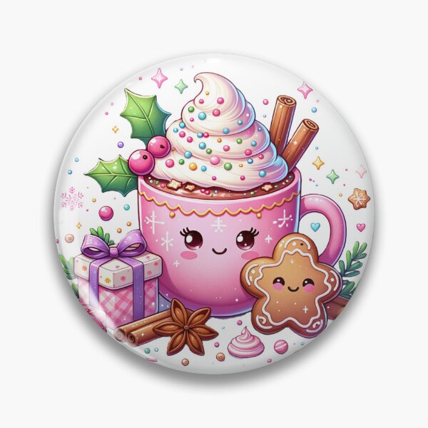 Item preview, Xmas kawaii hot chocolate drink with whipped cream and cinnamon designed and sold by Nelparadicute.