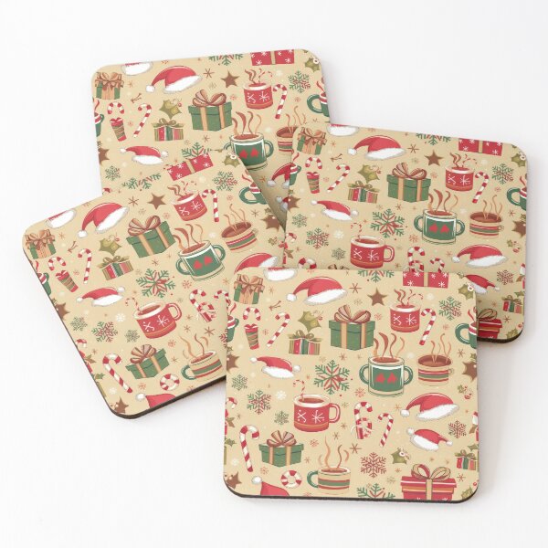 Item preview,  Christmas Vintage  gifts and cups and Santa hats Pattern, Christmas  gifts Pattern,Holiday Pattern,Christmas Pattern, christmas,Christmas Vintage Pattern designed and sold by Expressions-Sel.