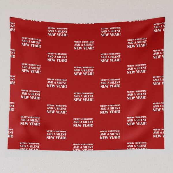 Item preview, Merry Christmas and a Silent New Year!: Red edition / Introvert Joke Funny T-Shirt Label designed and sold by introvertvibes.
