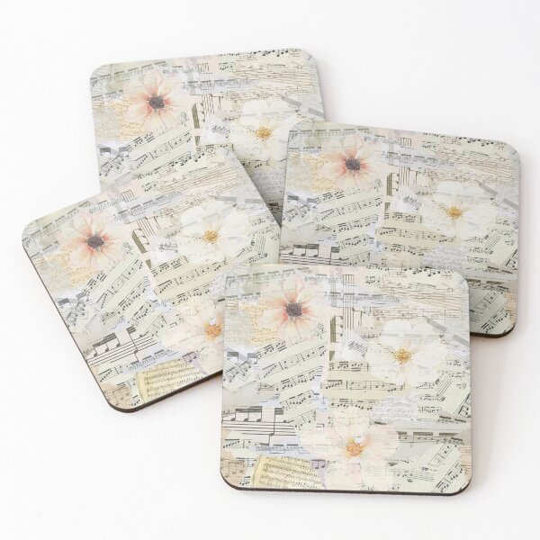 Item preview, Elegant Music Sheet Scrapbook Watercolor Flowers designed and sold by suzcreate.