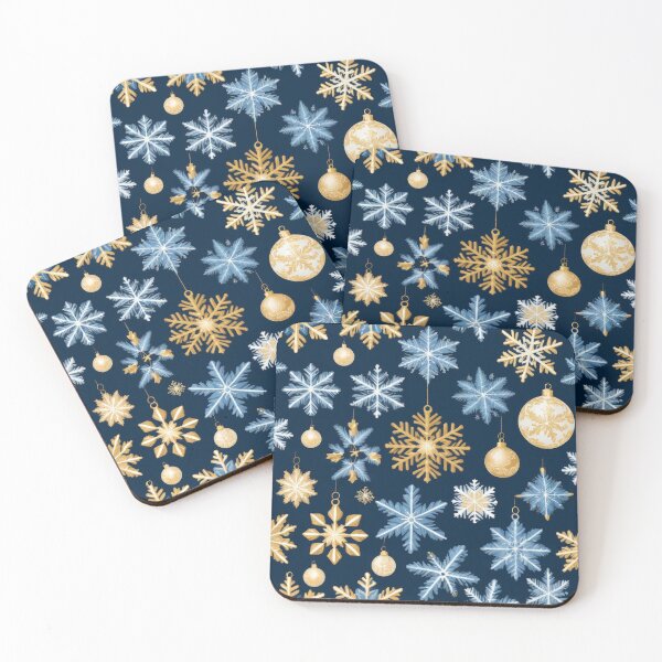 Item preview, Christmas Vintage  Blue and gold snowflakes Pattern, Christmas  snowflakes Pattern,Holiday Pattern,Christmas Pattern, christmas,Christmas Vintage Pattern designed and sold by Expressions-Sel.