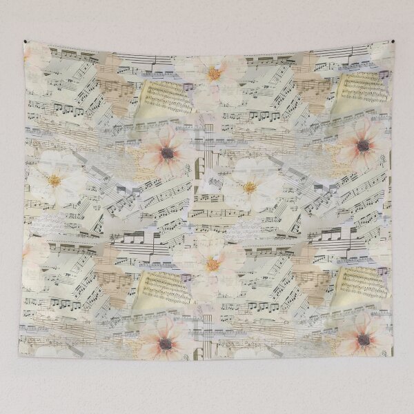 Item preview, Elegant Music Sheet Scrapbook Watercolor Flowers designed and sold by suzcreate.