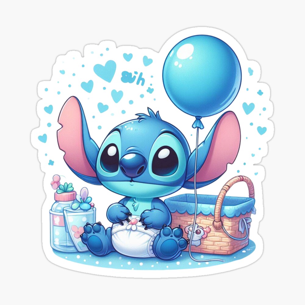Stitch Baby Shower Blue PNG | Adorable and Customizable Baby Shower Clipart Poster