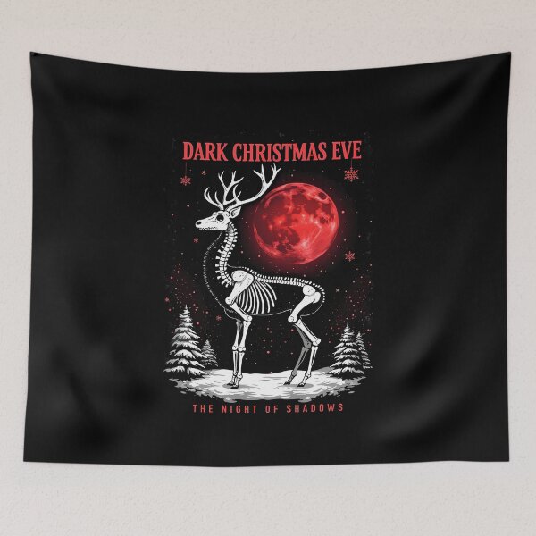 Item preview, Dark Christmas Eve: Gothic Skeleton Deer with Red Moon designed and sold by BNCH44.