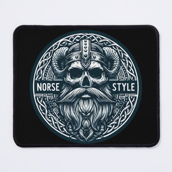 Item preview, Norse Style Beard Viking Skull Monochromatic Celtic designed and sold by TomFrontierArt.