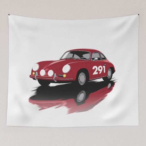 Item preview, Vintage red Porsche 356 Rally Car designed and sold by blackdogshop.