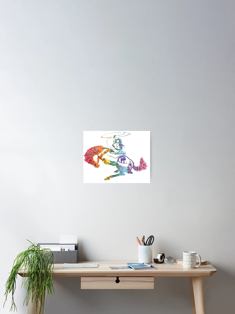 Thumbnail 2 of 3, Poster, Rainbow Rodeo Rider designed and sold by Kalli Taub Art.