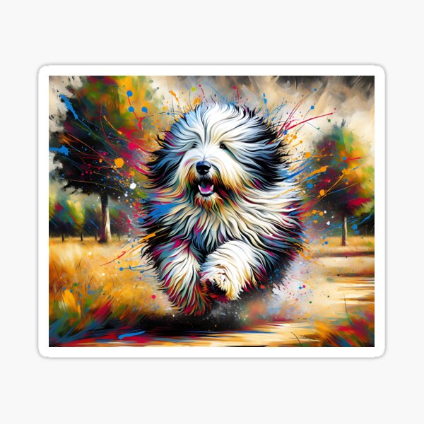 Item preview, Old English Sheepdog Dog Portrait Acrylic Art Print Pet Portrait Gifts for Dog Lovers designed and sold by Gallup Graphics.