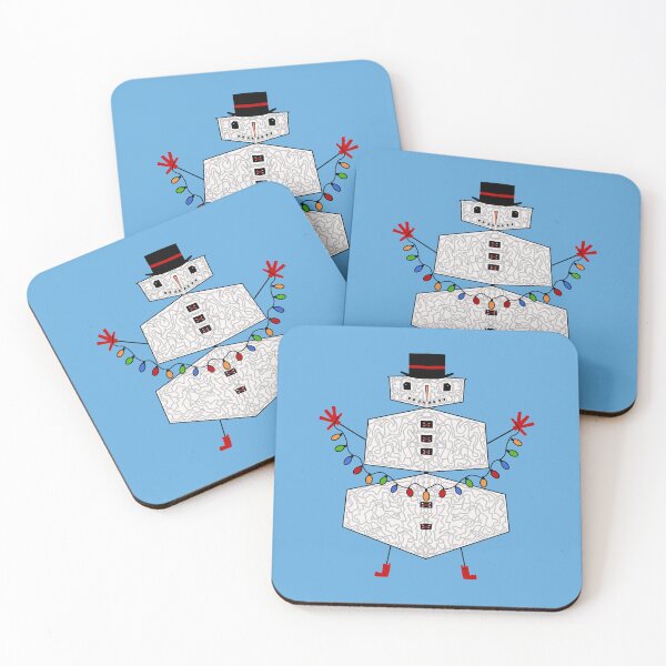Item preview, Snowman Lights on Blue designed and sold by KHoltDesigns.