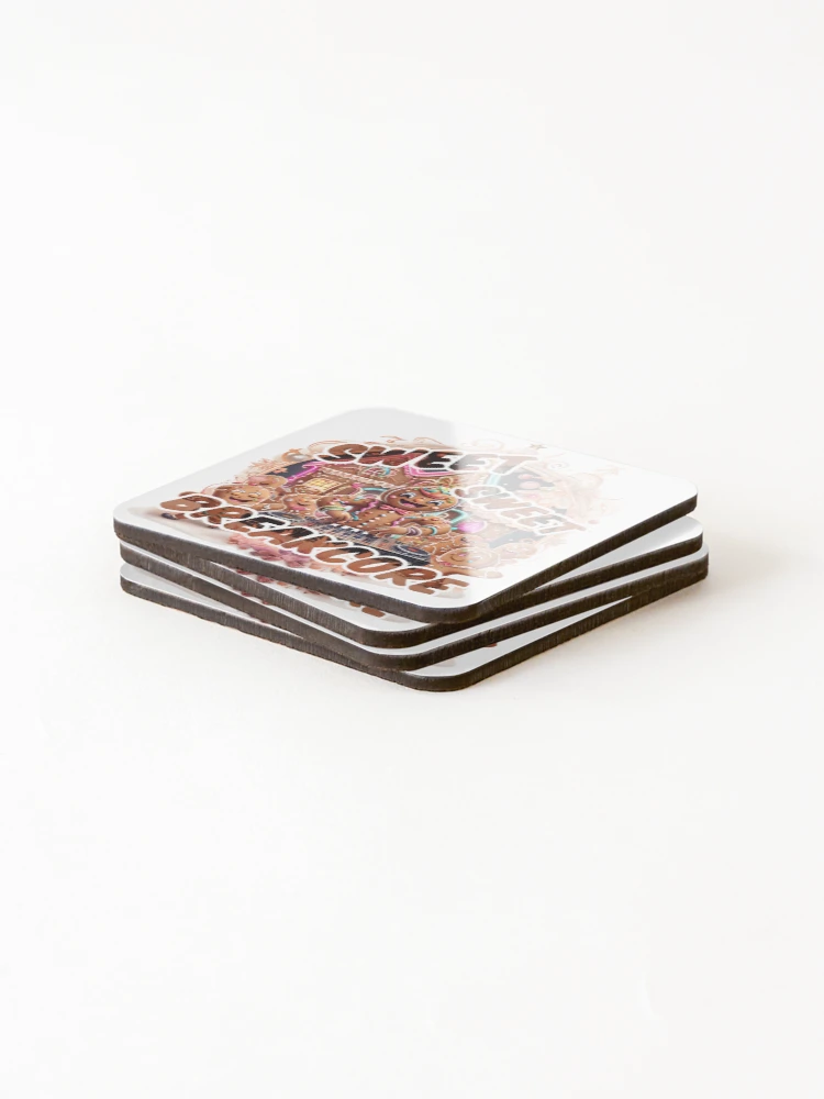 Thumbnail 4 of 5, Coasters (Set of 4), Sweet, Sweet Breakcore – Gingerbread Rave designed and sold by Designorigin.