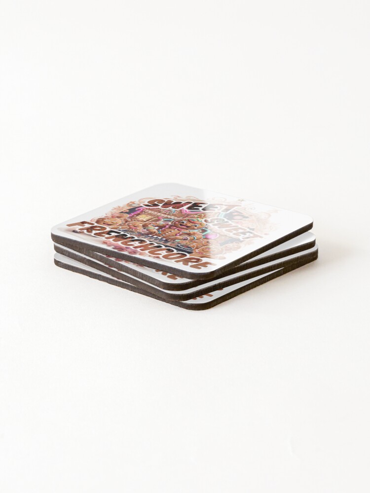 Thumbnail 4 of 5, Coasters (Set of 4), Sweet, Sweet Frenchcore – Gingerbread Rave designed and sold by Designorigin.