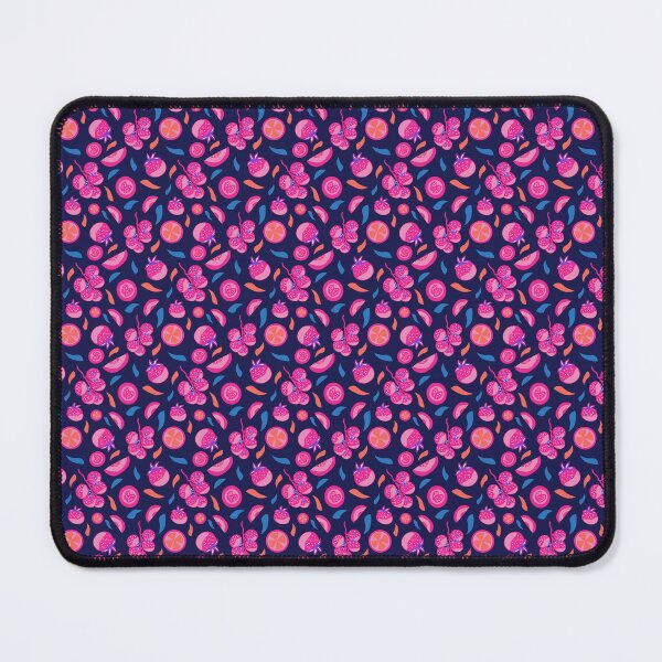 Item preview, Pink Vine Tomatoes with blue and orange leaf accents on Midnight Blue designed and sold by theresARTshop.