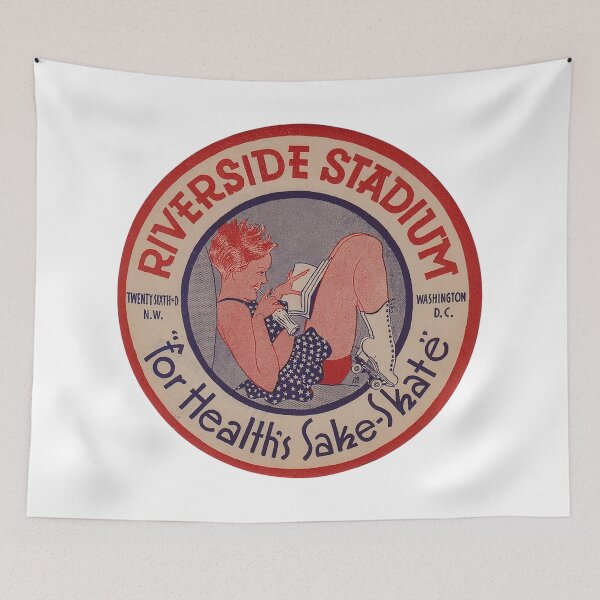 Item preview, Riverside Stadium Washington D.C. Roller Skating Rink Sticker Decal Label Design 2 designed and sold by tislord.